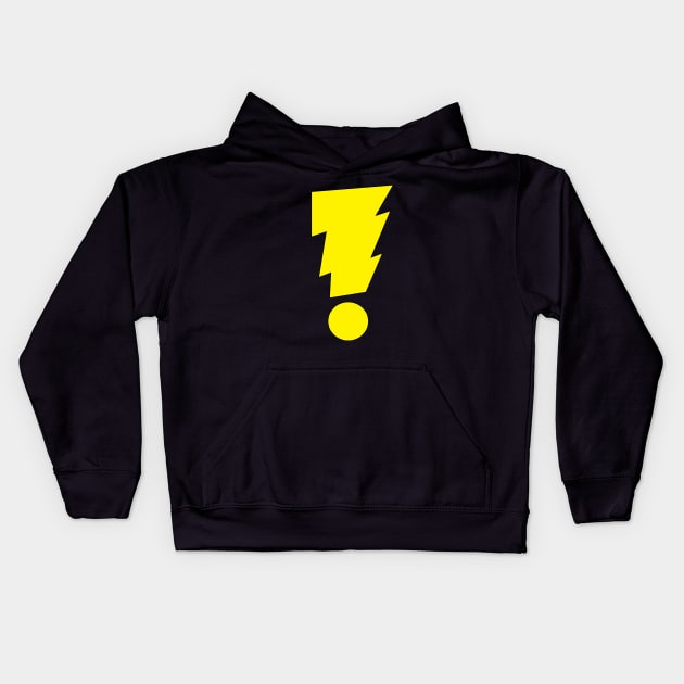 MADMAN Exclamation Bolt Classic Yellow! Kids Hoodie by MICHAEL ALLRED